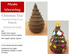 a crocheted christmas tree ornament is shown in three different colors and sizes