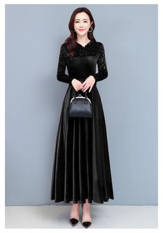 Brand Name: IngvnSilhouette: A-LINEOrigin: CN(Origin)Season: WinterNeckline: O-NeckSleeve Style: RegularDecoration: SashesStyle: vintageDresses Length: Mid-CalfMaterial: VelvetAge: Ages 35-45 Years OldProfile Type: AModel Number: WDR4858Closure Type: PulloverSleeve Length(cm): FullType: RegularRelease Date: Winter Fabric Type: VelvetGender: WOMENMaterial Composition: Synthetic FiberWaistline: empirePattern Type: Solid Velvet Dress Winter, Long Women Dress, Vintage Velvet Dress, Dress Winter, Winter Fabric, Women Long Sleeve Dress, Velvet Color, 45 Years, Dresses Women