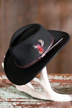 Our Billings hat is made from 100% wool for warmth, comfort and classic style. It is trimmed with a leather like band plus an accent feather. The hat features a 3-inch brim.  It is made to take everything you dish out.  Fold it, scrunch it, sit on it, stuff it into your coat pocket!  When you need your hat, just shake it back into its original shape.  And to make it even better, it's waterproof!  What more could you want? Imported. Fur Hats, Warcraft Art, Coat Pocket, Men's Hats, Western Hats, Women's Hats, News Boy Hat, Fur Hat, Hat Band