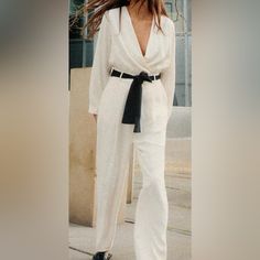 Nwt-Zara Jumpsuit With Matching Belt- Xl (2 Available) Chic Beige Long Sleeve Pantsuit, Chic Beige Jumpsuits And Rompers For Work, Beige V-neck Jumpsuits And Rompers For Night Out, Zara Beige Jumpsuits And Rompers For Work, Zara Beige Jumpsuit For Workwear, Zara Long Sleeve Jumpsuits And Rompers For Party, Zara Long Sleeve Jumpsuit For Party, Zara Long Sleeve Party Jumpsuits And Rompers, Elegant Long Sleeve Jumpsuits And Rompers By Zara