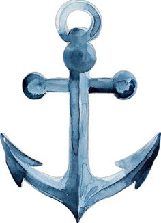 an anchor painted in watercolor on white paper