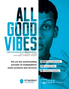 an advertisement for a music production company with the words all good vibes on it