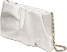 White Evening Pouch Shoulder Bag, Luxury Cream Shoulder Bag For Party, White Pouch Shoulder Bag For Evening, Classic White Wedding Bag, White Evening Bag For Party, Elegant Cream Shoulder Bag For Events, White Clutch Bag For Formal Occasions, Classic Beige Evening Bag, Formal Cream Shoulder Bag With Pearl Handle