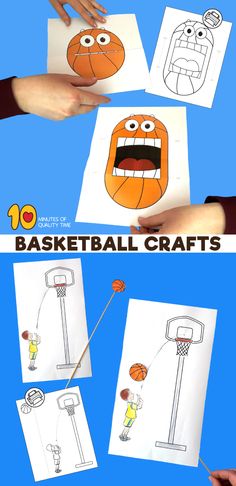 basketball crafts for kids to make with their hands and the ball is in the hoop