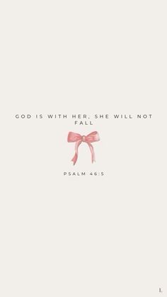 a pink ribbon with the words god is with her, she will not fall asleep