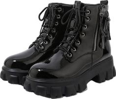 Black Punk Lace-up Boots With Zipper, Punk Combat Boots With Zipper For Streetwear, Black Punk Lace-up Boots With Zipper Closure, Punk Style Black Combat Boots With Zipper, Goth Style, Punk Goth, Goth Fashion, Black Cotton, Black Boots