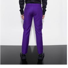 U.S 30 /Eu 46 Purple Straight Leg Cargo Pants With Pockets, Purple Straight Leg Pants With Cargo Pockets, Purple Straight Leg Bottoms With Cargo Pockets, Streetwear Purple Pants With Pockets, Purple Straight Leg Pants For Streetwear, Purple Streetwear Pants With Pockets, Purple Cargo Pants For Streetwear, Purple Streetwear Cargo Pants With Side Pockets, Purple Streetwear Cargo Pants