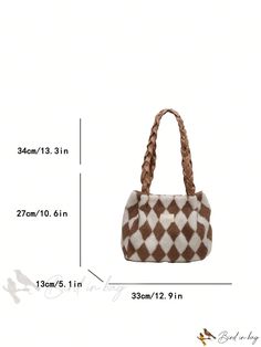 Bird in Bag - Fashionable Plaid Shoulder Bag Tote Bag with Large Capacity for Casual Everyday Use Trendy Square Bag For Daily Use, Trendy Square Shoulder Bag For Daily Use, Trendy Square Brown Bucket Bag, Trendy Beige Canvas Bag, Trendy Large Capacity Cream Shoulder Bag, Trendy Brown Bucket Bag For Daily Use, Trendy Brown Canvas Bag For Errands, Trendy Cream Shoulder Bag With Large Capacity, Trendy Cream Satchel For Daily Use