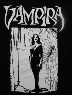 a black and white drawing of a woman in front of a spider web with the word vampire on it