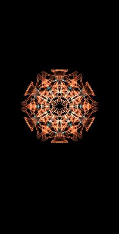 an orange and black abstract design on a black background