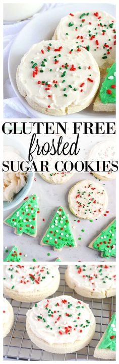 gluten free frosted sugar cookies on a cooling rack