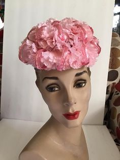 "Vintage 1950's 1960's Petite and Sweet Pink floral hat. The label is *Miss Sally Victor* New York. To keep hat on your head, you would need to use a hatpin (Not Included). *MORE INFORMATION BELOW* CONDITION: No issues noted. MEASURES: Inside circumference-16\" Front to back-6\" Left to right-6\" *WE APOLOGIZE~BUT WE NO LONGER SHIP TO GERMANY, ITALY OR SPAIN. IF ORDERS COME IN FROM GERMANY, ITALY OR SPAIN, WE WILL HAVE TO CANCEL THEM AND REFUND YOUR MONEY. SORRY FOR THIS INCONVENIENCE*" Vintage Costume Hats For Spring Party, Vintage Costume Hats And Headpieces For Spring Party, Spring Vintage Costume Hats And Headpieces For Party, Vintage Hats For Church At Royal Ascot, Retro Costume Hats And Headpieces For Church, Vintage Spring Party Costume Hats And Headpieces, Vintage Fitted Headpiece For Kentucky Derby, Vintage Headpieces For Kentucky Derby, Retro Hats For Kentucky Derby And Vintage Events