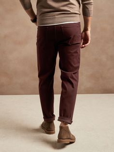 A customer favorite made even better and more sustainably thanks to luxuriously soft, high-stretch Italian fabric with a subtle, twill texture.  ATHLETIC TAPERED FIT: Not just for athletes, this fit is designed to deliver a modern, slim fit for tho Burnt Umber, Travel Pants, Italian Fabric, Banana Republic, Mid Rise, Slim Fit, Texture, Pants, Trousers