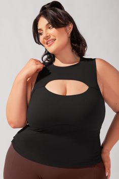 Modest, but with a hint of spicy, the Peekaboo Crew Tank is guaranteed to turn heads in the gym. Designed for the girl who takes her style as seriously as her sweat. Black Yoga Top With Bust Support, Black Yoga Tops With Medium Bust Support, Black Yoga Top With Medium Bust Support, Black Racerback Top With Medium Bust Support, Black Sweat Resistant Top For Yoga, Sweat Resistant Black Top For Yoga, Sweat Resistant Black Tank Top For Yoga, Sweat-resistant Black Top For Yoga, Black Workout Tank Top With Medium Bust Support