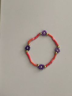 Beaded bracelet with flowers Elastic Handmade Wire Jewelry, Handmade Wire, Wire Jewelry, Beaded Bracelet, Jewelry Bracelets, Beaded Bracelets, Ships, Elastic, Bracelet