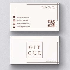 two white business cards with the words git gud on them