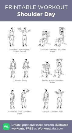 the printable workout guide for shoulders and arms