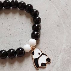 Panda Charm Couple Bracelet, Agate Stone Beaded Stretchable Bracelet, Couples Bracelet, Friendship Bracelet, Cute Animal Charm Bracelet Material :- Alloy and Enamel  Stone:- Agate Bracelet length : 7'' Inches (Stretchable) Stone Shape : Round Design : Panda Charm This adorable stretchy bracelet features a cute black and white enameled panda bear charm,  white and black 10mm acrylic beads double strung with durable stretch floss cord. Your bracelet will arrive with a surprise gift 🤞 This panda c Friendship Bracelets Beads, Panda Bracelet, Bracelet Couples, Panda Charm, Panda Gifts, Bracelet Cute, Friendship Day Gifts, Couples Bracelet, Gifts For My Girlfriend