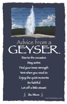 an advertisement with the words advice from a geyser