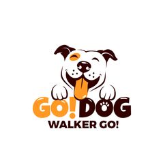 the logo for go dog walker go, which features an image of a dog holding a bone