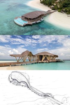 Overwater Bamboo Restaurant Ocean Architecture Concept, Shared Consciousness, Nautical Architecture, Eco Resort Architecture, Metaphor Design, Super Studio, Sea Architecture, Mediterranean Hotel, Colossal Squid