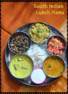 Veg Meal Prep, Indian Lunch Ideas, South Indian Lunch, Food Menu Ideas, Food Thali, Indian Food Menu, Indian Thali, Lunch Recipes Indian, Indian Lunch