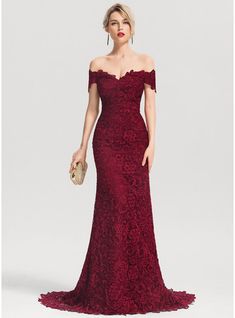 JJ's House Lace Off the Shoulder >=100 >=150 Fall Spring Summer Winter Trumpet/Mermaid General Plus No Leg Slit Back Zip Sexy Black Tie Modest Prom Dresses Burgundy Height:5.8ft（176cm） Bust:32in（82cm）Waist:24in（61cm）Hips:35in（89cm） No Sweep Train Red Model Name:Anna. #JJ's House #Lace #OfftheShoulder #>=100 #>=150 #Fall #Spring #Summer #Winter #TrumpetMermaid #General #Plus #NoLegSlit #BackZip #Sexy #BlackTie #ModestPromDresses #Burgundy #No #SweepTrain #Red Prom Dresses Off The Shoulder, Prom Dress With Train, Stylish Gown, Lace Prom Dresses, Dress Train, Long Gowns, Trumpet Dress, Satin Evening Dresses, Dresses Formal Elegant