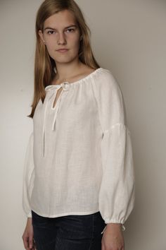 Pure Linen Long Sleeved Peasant Blouse for Woman by LGlinen, $54.00 Relaxed Fit Peasant Top With Gathered Long Sleeves, Daywear Peasant Top With Blouson Sleeves, Relaxed Fit Long Sleeve Peasant Top With Gathered Sleeves, Casual Peasant Top With Bishop Sleeves For Daywear, Daywear Peasant Top With Gathered Sleeves, Peasant Top With Gathered Sleeves For Daywear, Relaxed Fit Peasant Top For Daywear, Long Sleeve Linen Peasant Top For Spring, Peasant Blouse With Gathered Long Sleeves