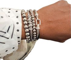 Trendy Silver Bracelets For Everyday, Trendy Silver Bracelet For Everyday, Casual Silver Jubilee Bracelet, Trendy Silver Bangle Bracelet, Trendy Silver Stainless Steel Bracelets, Casual Silver Bangle Cuff Bracelet, Trendy Stainless Steel Silver Bracelets, Trendy Nickel-free Silver Bracelet, Casual Silver Bracelets As Gifts