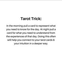 a white card with the words tarot trick