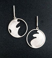 Ocean Dreams I Earrings by Marcia Meyers (Silver Earrings) (1.1" x 1.1") Contemporary Polished Finish Earrings As Gift, Elegant Artistic Drop Earrings Jewelry, Gold Sterling Silver Earrings With Artistic Design, Modern Pendant Earrings As Gift, Unique Round Earrings With Polished Finish, Elegant Round Earrings With Artistic Design, Contemporary Silver Jewelry With Artistic Design, Modern Sterling Silver Pendant Earrings, Sterling Silver Circle Earrings For Formal Occasions