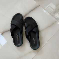 Excellent Condition Black Leather Prada Sandals Prada Fisherman Sandals, Prada Chunky Sandals, Prada Rubber Sandals, Prada Padded Nappa Leather Sandals, Prada Sandals, Shoes Prada, Prada Shoes, Flip Flop Sandals, Flip Flops