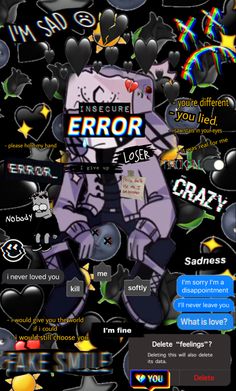 an image of a cartoon character surrounded by other stickers and text that says, i'm sorry to you