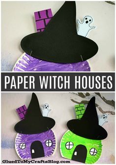 paper witch houses made out of construction paper