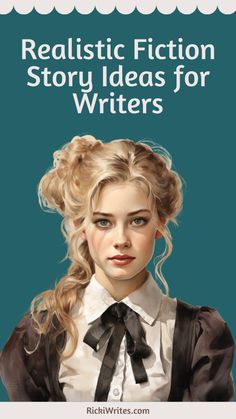 a woman with long hair and a black bow in her hair is featured on the cover of a book, realistic fiction story ideas for writer's