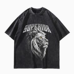 Superior Lion Oversized Washed Graphic T-Shirt – Starphase Lion T Shirt, Oversize Tshirt Outfits, Aesthetic Streetwear, Lion Tshirt, Y2k Streetwear, Streetwear Tshirt, Tshirt Outfits, Oversize Hoodie, Oversized Tshirt