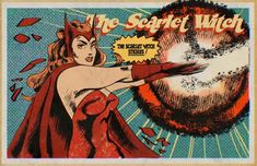 an old comic book cover with a woman in red and black holding out her arm