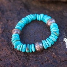 This is Santa Fe style bracelet, big sterling silver Native stamped beads with high quality natural turquoise. Want a hint of southwest Santa Fe, here it is. Turquoise stretch bracelet with native stamped sterling silver beads. All handcrafted by local native artisans with highest quality beads. Great for a man or a woman. - AAA natural turquoise - 12mm sterling native stamped beads - 10mm turquoise beads - Unisex A Living Stone All Native Americans believe that the earth is living and all thing Cool Bracelets, Indigenous Design, Jewelry Big, Santa Fe Style, Turquoise Bead Bracelet, Native Jewelry, Sleeping Beauty Turquoise, Unisex Jewelry, Design Collection