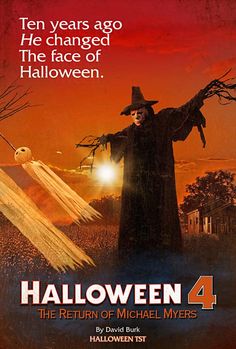 the return of michael myers poster for halloween 4, which features an image of a scare and