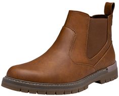 PRICES MAY VARY. [Nubuck upper] Those men boots are made of cowbar material, which makes the whole pair of shoes look very retro and fashionable [Slip-on Design] The double elastic design not only looks very clean and elegant, but is easy to put on and take off. [Comfortable lining] The inner lining of the mens chelsea boots is made of skin-friendly ultra-thousand material, which is very comfortable and breathable, so you won't feel any odor even after wearing it for a long time. [Non-slip sole] Mens Casual Boots, Mens Slip On Boots, Mens Chelsea Boots, Chelsea Boots Mens, Boots Chelsea, Shoe Image, Mens Boots Casual, Boots Casual, Boots Mens