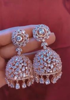 Thank you so much for visiting my shop Beautiful and high quality rose gold cubic zirconia jhumka can be worn with any outfit and perfect for any occasion, wedding or party. Ready to ship. Diamond Earrings Jhumkas, Jhumka Earrings Diamond, Diamond Jhumkas Bridal, Diamond Jimikki, Jimikki Earrings, Earrings Collection Beautiful, Jhumka Earrings Collection, Diamond Jumkas, Jumka Earrings