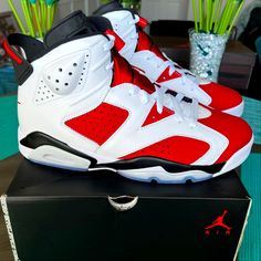 Dead Stock Nike Air Jordan 6 Carmine Og (2021) Size 8.5 Mens. 100% Authentic. Brand New , Never Worn. Nike Air Logo On Back. Icey Fresh Soles. Very Clean Pair Of Classic Sneakers Worn On Court By The Great Michael Jordan. Perfect Shoes For Any Sneakerhead To Add To Their Collection Air Jordan Retro 6, Nike Air Logo, Dream Sneakers, Air Logo, Nike Air Jordan Shoes, Jordan Retro 6, Retro 6, Nike Air Jordan 6, Nike Fashion Shoes