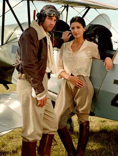 Here we are, dressed for another era, ready to fly our vintage plane. Roald loves flying, me, not so much....... Vintage Safari, Jamie Chung, Vintage Planes, Safari Adventure, Africa Safari, The Pilot