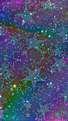 many stars are scattered in the sky on a purple and blue background with black border