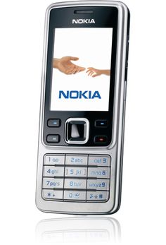 an old nokia cell phone with the image of two hands touching each other's fingers