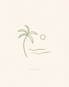 a drawing of a palm tree with two balls in the air on top of it