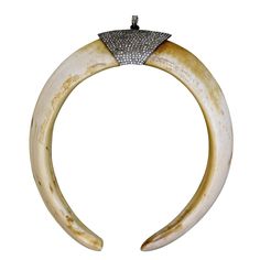 Double boar tusk with full pave diamond cap and pave diamond bale pendant. Boar Tusk, Tusk Pendant, Tusk Necklace, Claw Necklace, Timeless Jewelry, 5 S, Pave Diamonds, Horn, Sale Items