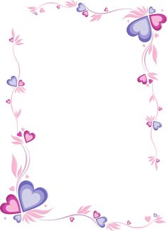 a pink and purple frame with hearts on it