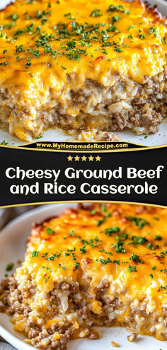 cheesy ground beef and rice casserole on a plate