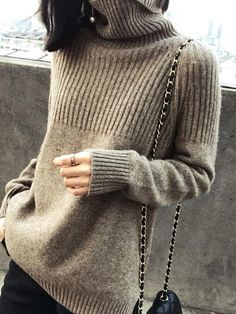 Plain Sweaters, Rib Sweater, Women Sweaters Winter, Cashmere Turtleneck, Loose Sweater, Cashmere Wool, Casual Sweaters, Winter Knits, Knitting Inspiration